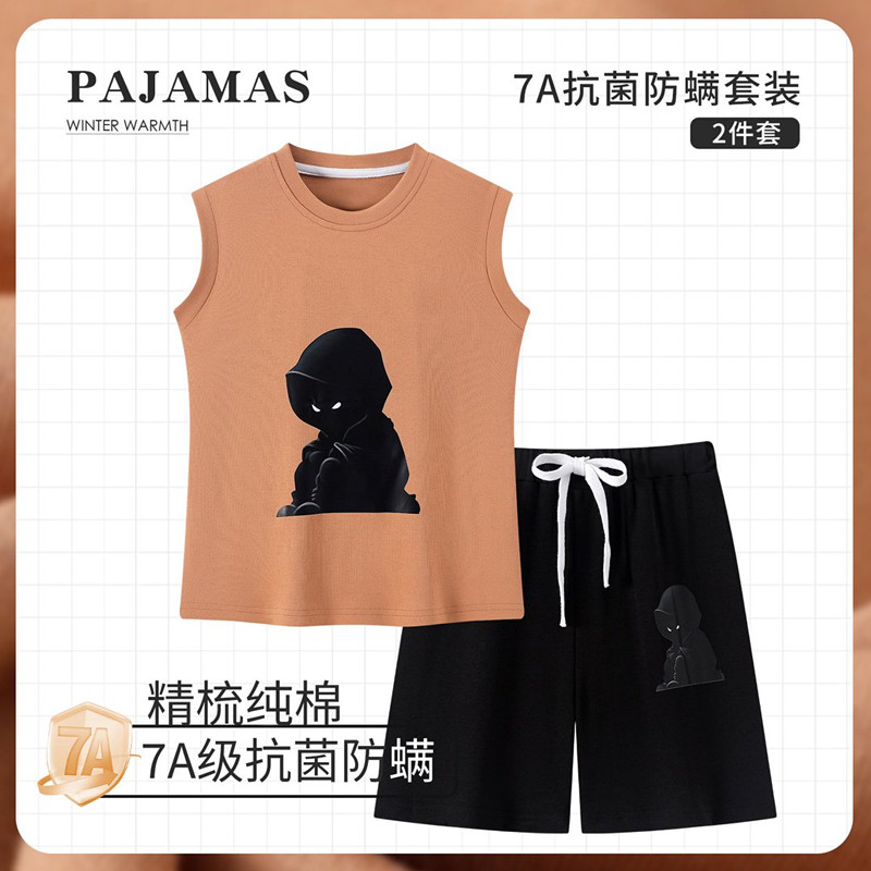 睡衣男士夏季纯棉薄款背心