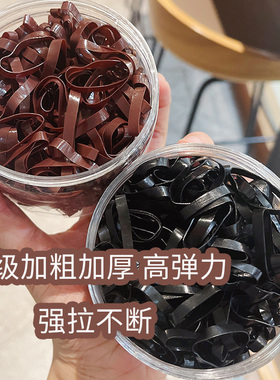 一次性皮筋儿童强拉不断不伤发发圈加粗头绳扎头发黑色透明高弹力