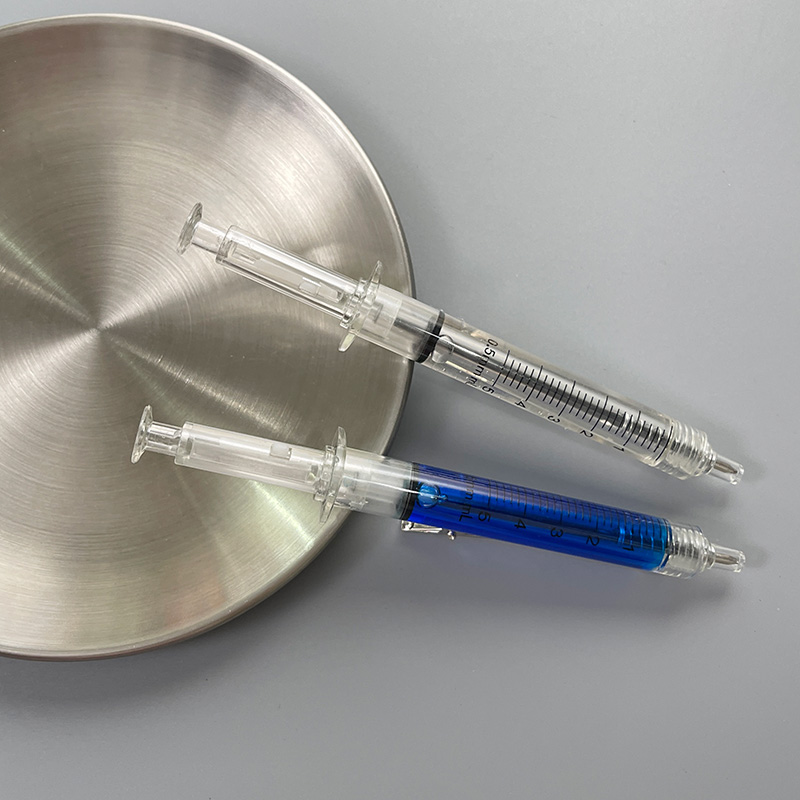 thumbnail for Simulated syringe blue, red and white hairpin, large size, funny, funny, strange, quirky, clips, bangs, strange