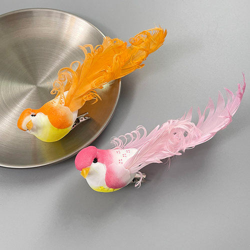 仿真趣味长尾巴卷毛小鸟彩色气质可爱儿童复古个性发夹鸭嘴夹顶夹