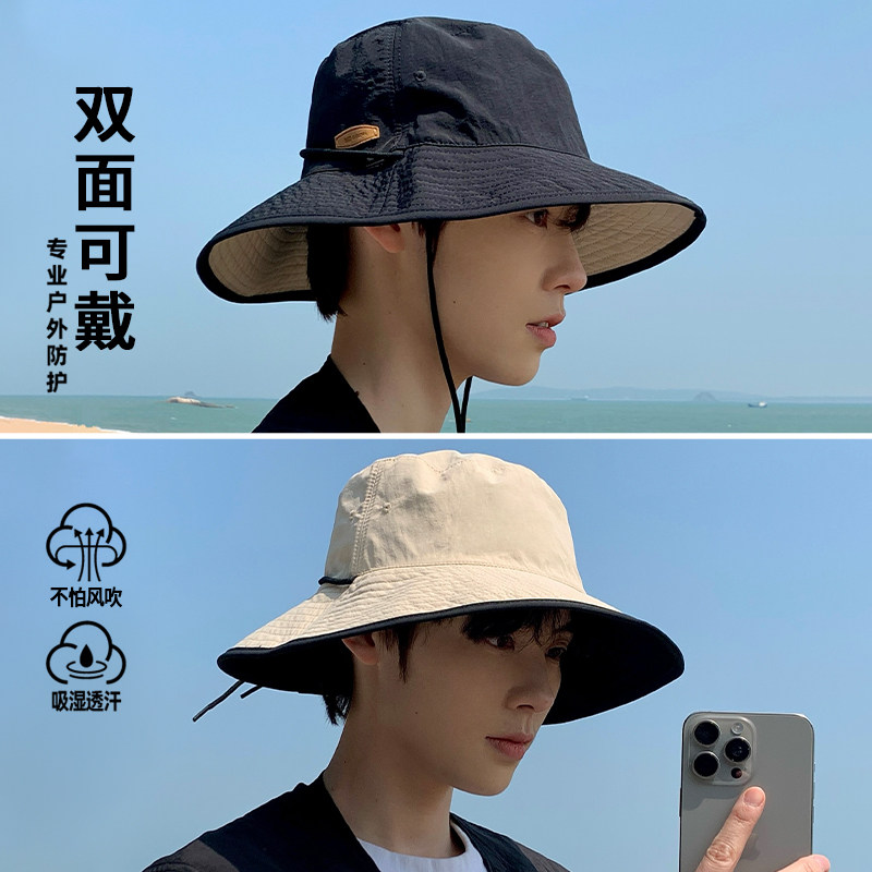 双面戴百搭渔夫帽男女户外遮阳图片