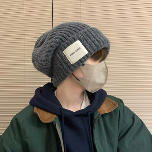 大头围帽子男士冬季保暖针织帽男冷帽男生秋冬棉帽冬款毛线帽男款
