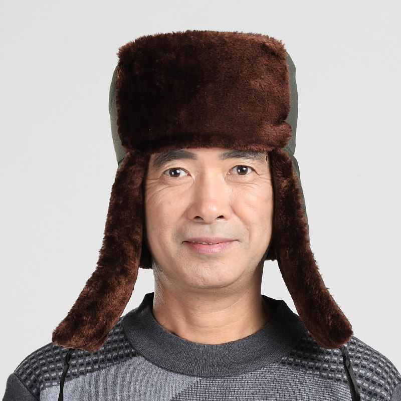 雷锋帽男东北冬季老人帽爷爷老头皮帽中老年军火车头棉帽骑车防风