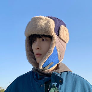 护耳飞行帽男骑车保暖帽子雷锋帽男款冬季东北防寒男生头套火车头