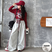 女童秋季 紧身上衣加绒酷飒红色爵士舞演出服 儿童短款 长袖 T恤套装