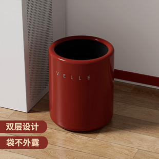 家用客厅厨房厕所卫生间卧室高颜值轻奢奶油风纸篓 垃圾桶2025新款