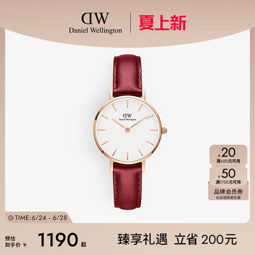 DW手表PETITE系列宝石红流金表