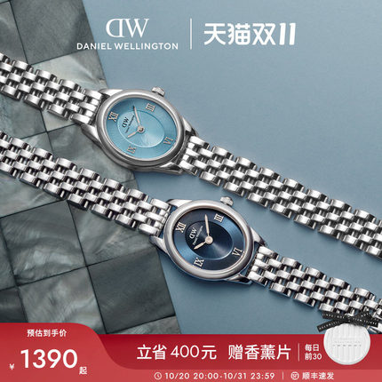 DW女表椭圆表 OPHELIA系列椭圆表手表时尚链条手表冰河蓝高级感