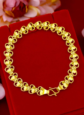沙金泰金手链百搭款女式黄铜镀金