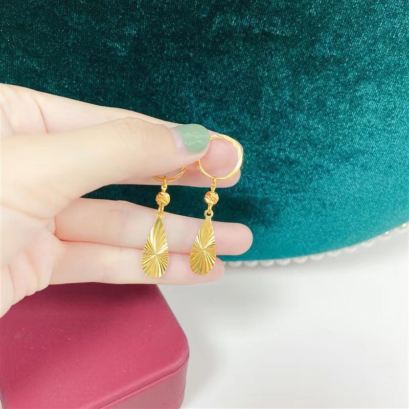 越南沙金耳环女新款经典转运水滴时尚百搭气质耳坠仿真金厂家