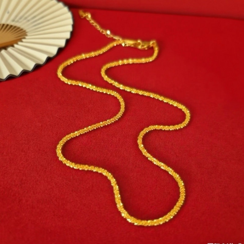 镀金金店同款毛毛虫项链 新娘结婚套链 越南沙金锁骨链女