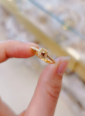 越南沙金小方糖戒指黄铜镀金女款