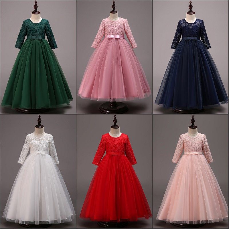 children Princess Dress Long-sleeved girl Lace Wedding dress host Long skirts birthday Red and white Fenlv Dressin the Children/Baby/Family fitted , Children dress  category - from Buy2taobao.com to provide professional Taobao agent buy service