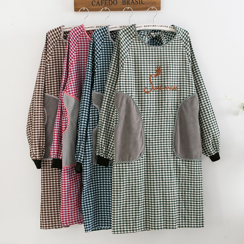 家用时尚做饭韩版厨房长袖围裙