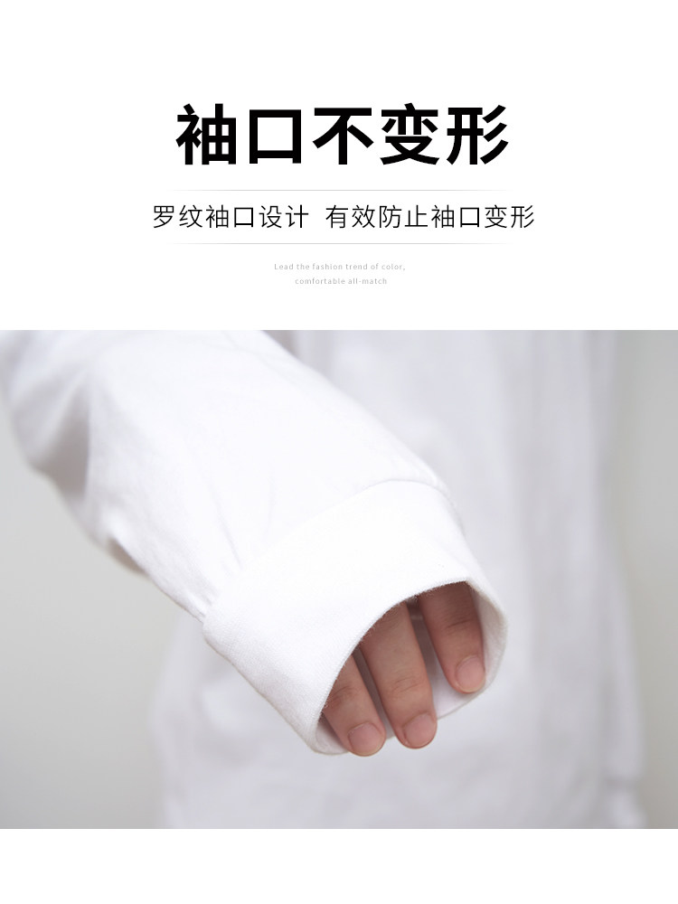 250G HEAVY COTTON LAPEL LONG SLEEVE T-SHIRT WOMENS 2024 SPRING AND AUTUMN NEW THICK LOOSE AND VERSATILE WHITE POLO SHIRT