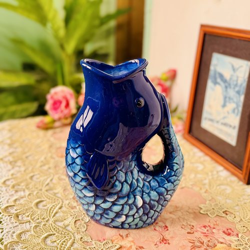 美国FF品牌带礼盒蓝鳍鱼陶瓷花瓶花器鲜花花瓶绿植花瓶家居饰品