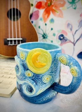 方亚釉下彩梵高星空陶瓷马克杯水杯茶杯花茶杯咖啡杯奶杯Mug 16oz