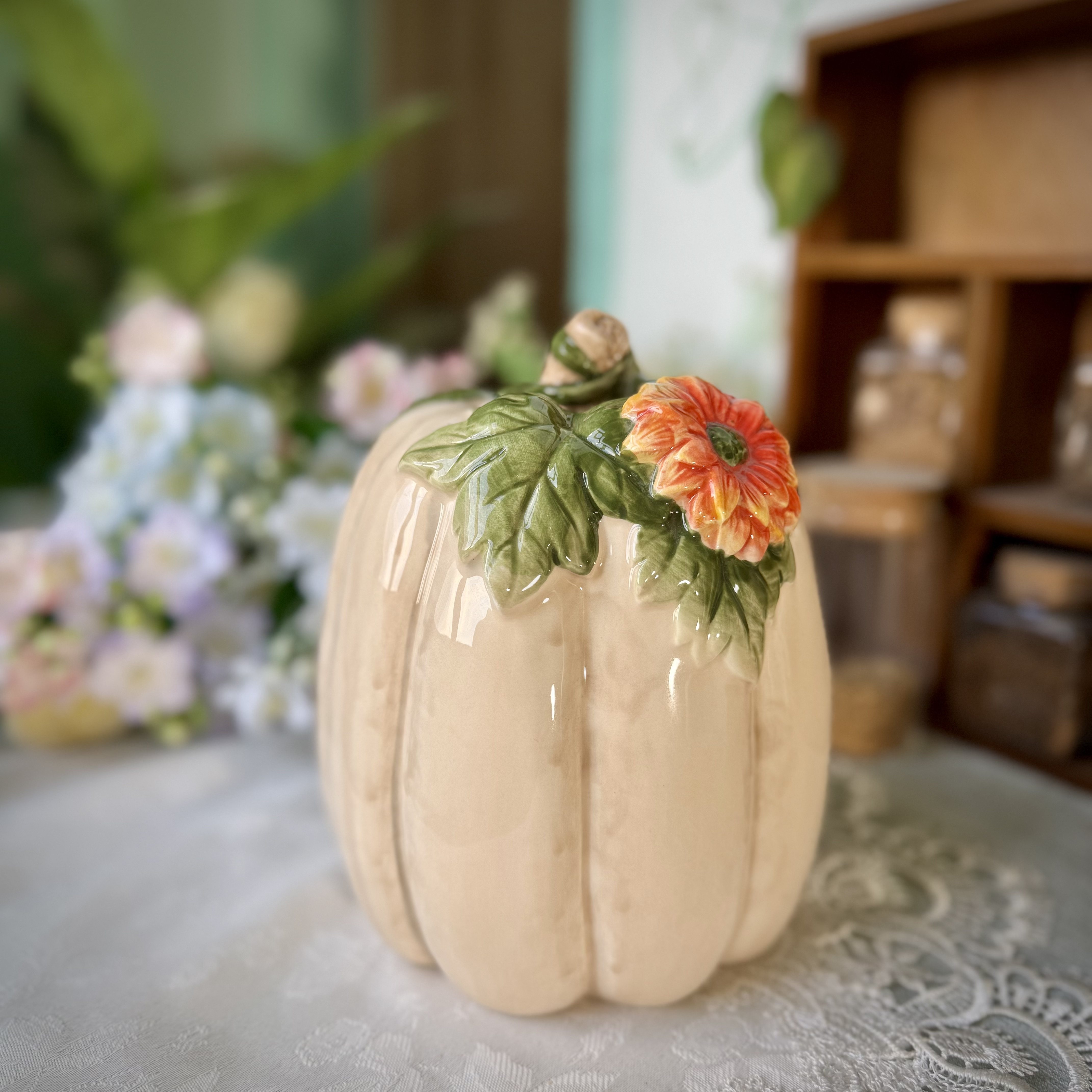 美国釉下彩仿古南瓜陶瓷家居饰品玄关玻璃柜摆件摆饰礼品Pumpkin