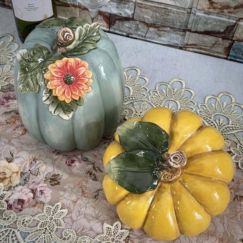 美国FF品牌釉下彩秋收南瓜陶瓷家居饰品玄关玻璃柜摆件家居饰品,家居饰品,桌面摆件,淘宝优惠券,粉丝福利购,淘宝优惠卷