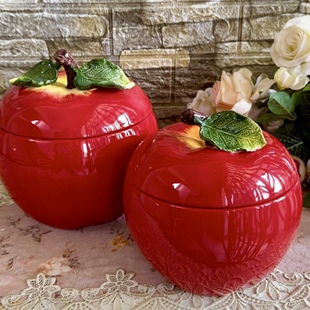 方亚釉下彩苹平平安安苹果陶瓷密封罐茶叶罐储物罐家居饰品摆件