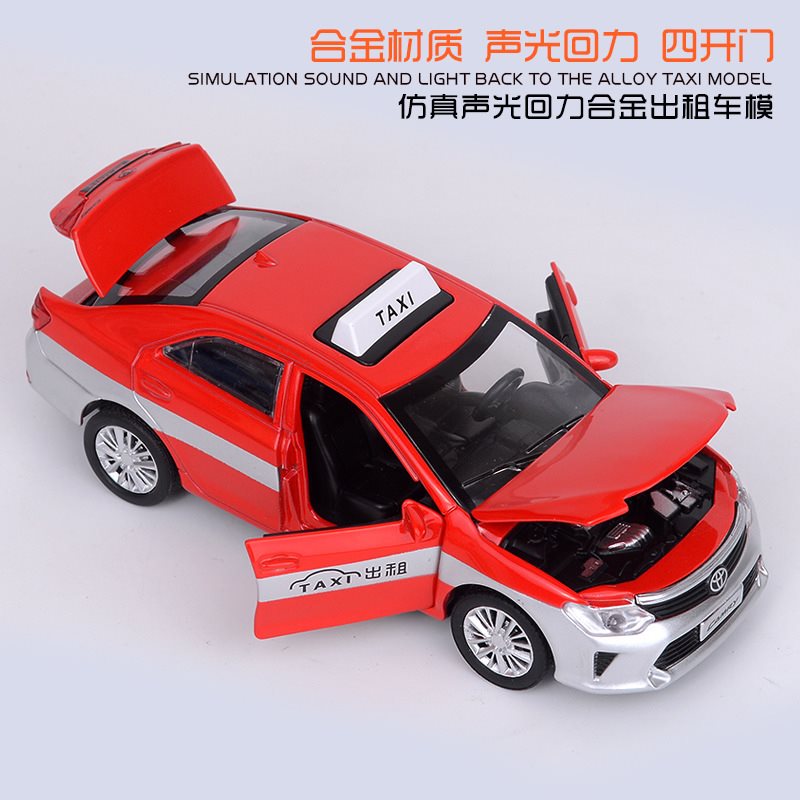 建元1:32声光合金汽车模型仿真凯美瑞出租车的士儿童玩具模型