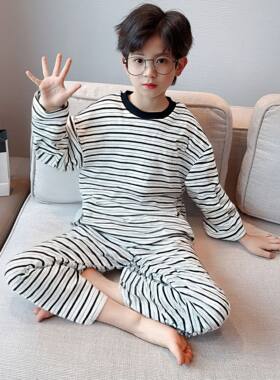 2025秋冬男童家居服德绒套装秋衣秋裤儿童睡衣外穿内搭中大童空调