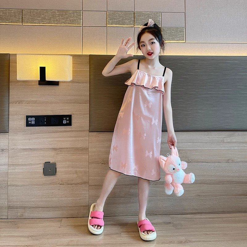小女孩睡裙夏季新款韩版吊带女童睡裙宽松休闲中大童睡裙儿童睡衣