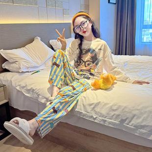 长袖纯棉女童睡衣套装春秋款新款a类长裤全棉睡衣儿童女孩家居服