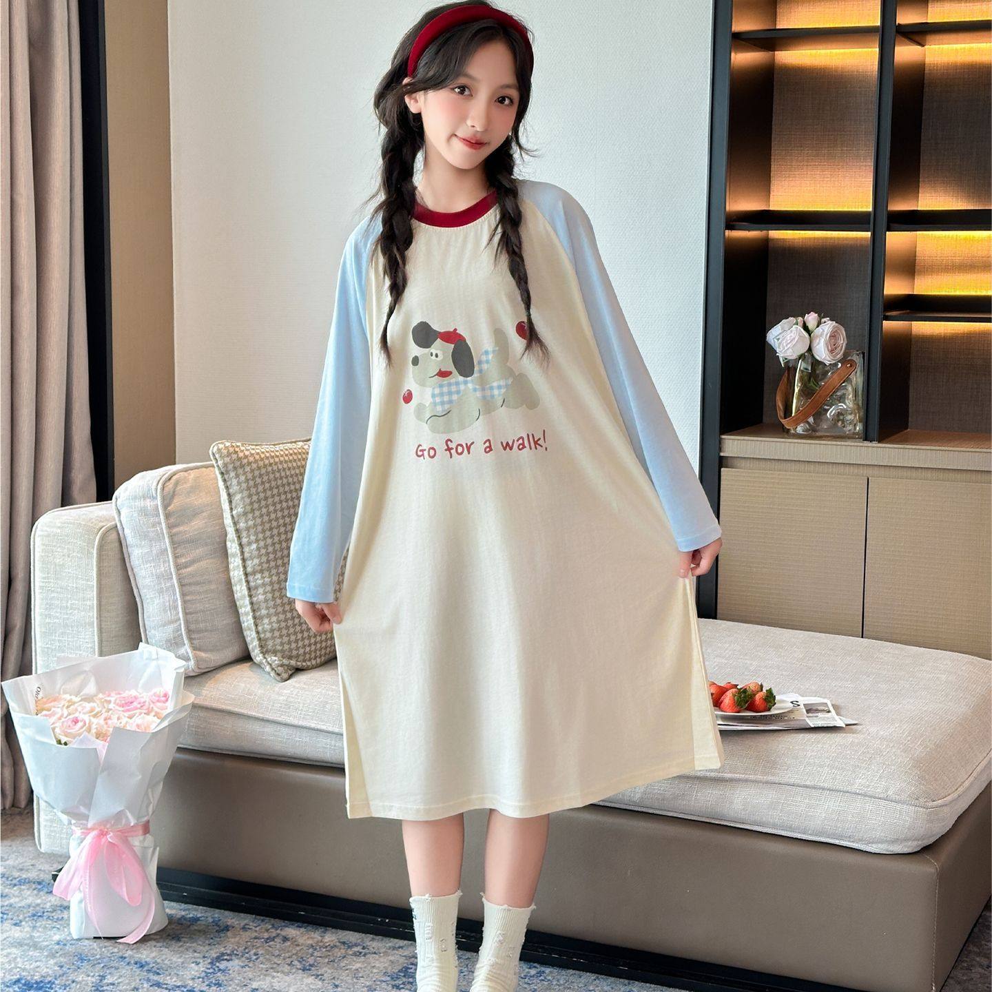 女童睡裙春秋款套头长袖纯棉女孩睡裙可爱外穿中大童空调儿童睡衣,童装/婴儿装/亲子装,家居裙/睡裙,淘宝优惠券,粉丝福利购,淘宝优惠卷