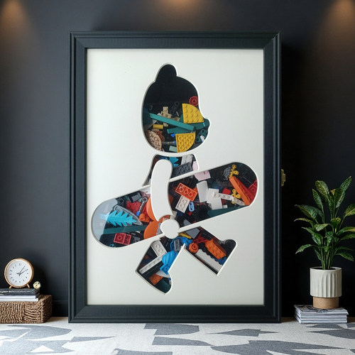 造型积木玩具收纳框开合相框欧式贝壳展示盒收藏展示板防尘翻盖框