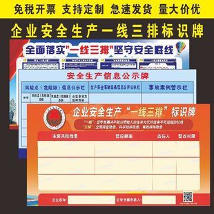 企业安全生产一线三排标识牌 安全生产事故隐患监督人信息公示牌