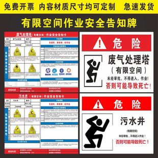 污水处理池有限空间作业安全告知牌受限空间进入许许可禁密闭标识