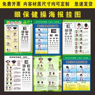 四节六节新版眼保健操图解中小学生视力表远视图眼肌运动训练挂图