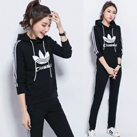 Bộ đồ thể thao nữ mùa xuân và mùa thu áo len trùm đầu áo khoác cotton trung niên thể thao chạy quần áo đơn giản mặc giản dị - Thể thao sau bộ quần áo the thao nữ adidas mùa đông
