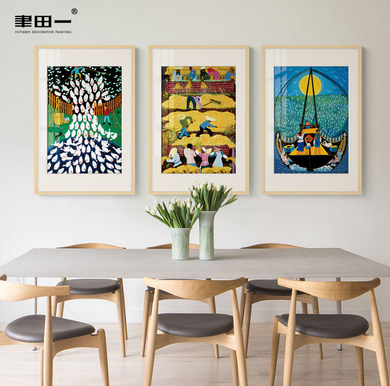 聿田一中式客厅装饰画玄关怀旧乡村壁画展厅书房卧室餐厅人物挂画