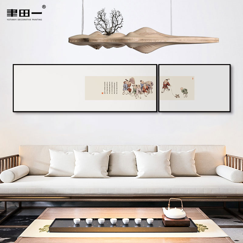 新中式客厅装饰画茶室禅意组合书房怀旧古典壁画展厅过道复古挂画
