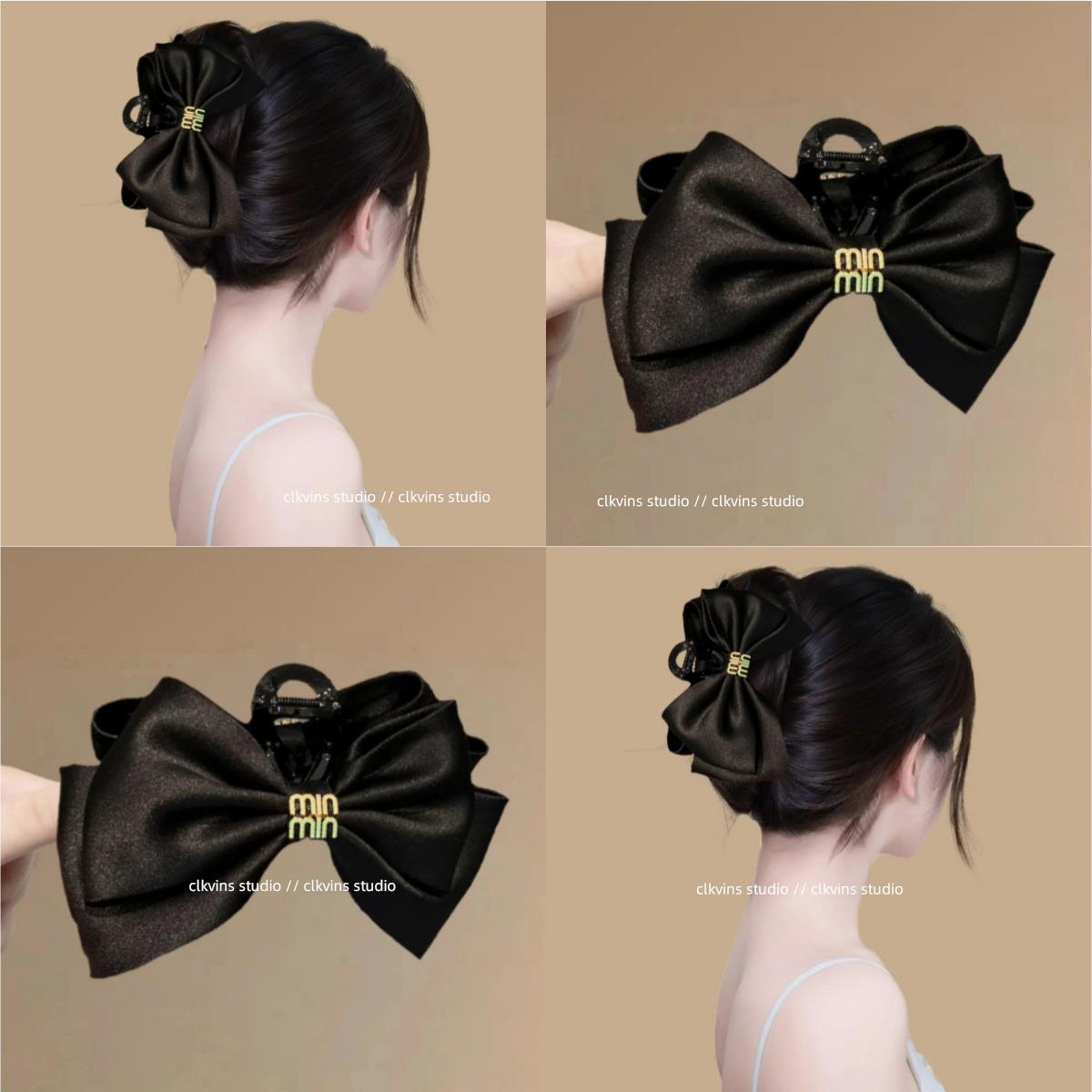 日韩在逃公主头饰蝴蝶结抓夹鲨鱼夹顶夹气质发夹女后脑勺发饰夹子