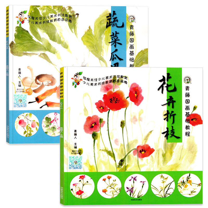 花卉折枝蔬菜瓜果青藤国画基础技法零基础少儿美术技法457-16岁童教师参考绘画教程名师指导景物绘画静物彩铅涂色画册学生入门书