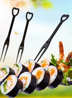 一次性水果叉水果签批叉子西餐叉甜品叉试吃叉小叉子黑色爱心叉