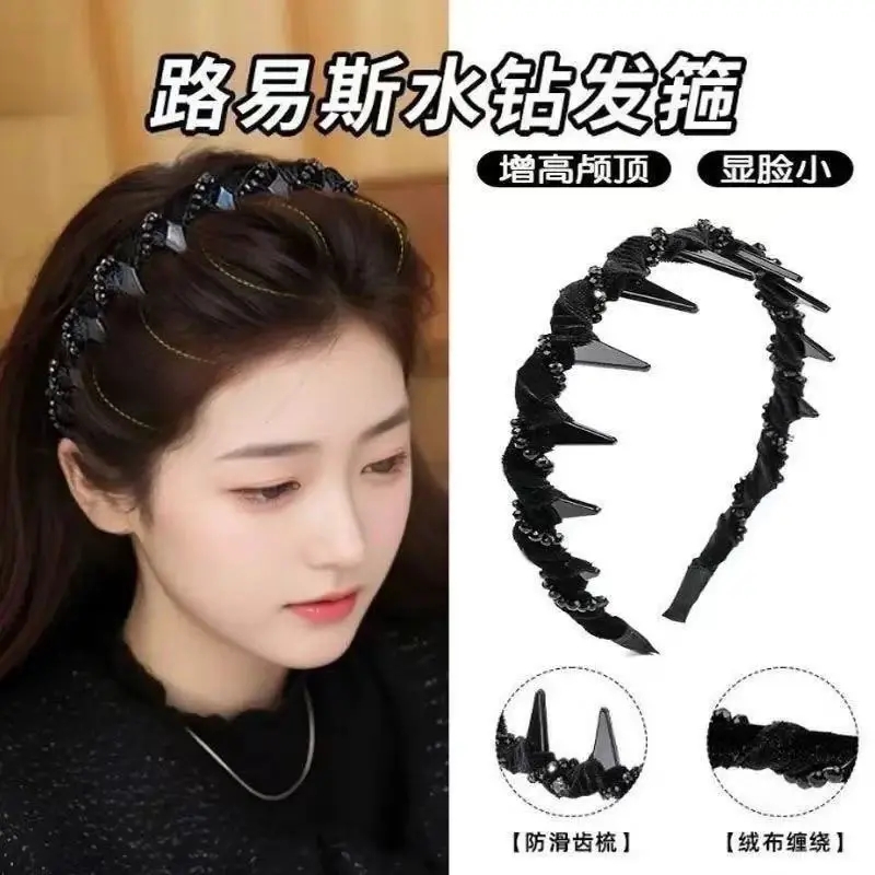 水钻路易斯巴黎王妃发箍女款2025新款蓬松高颅顶头箍碎发神器发卡