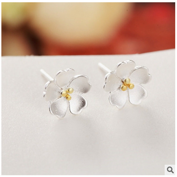 花朵时尚925纯银耳钉耳饰