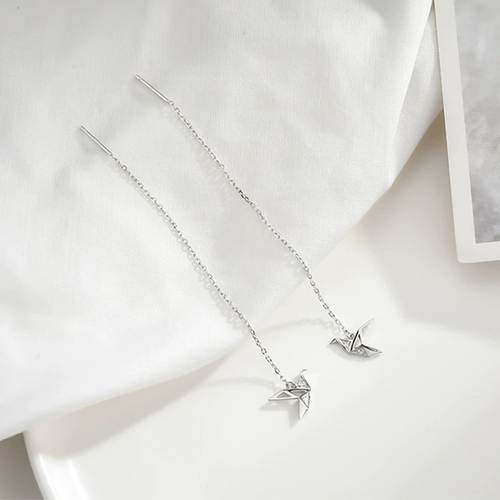 千纸鹤耳线高级感纯银耳坠冷淡风