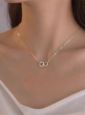双环项链女2026年新款爆款锁骨链轻奢小众设计高级感吊坠颈链