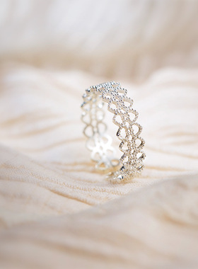 蕾丝戒指开口可调节网红小众chic