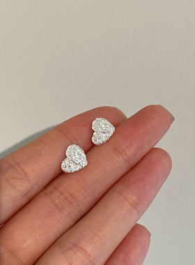 925银不规则耳饰抗过敏爱心耳钉