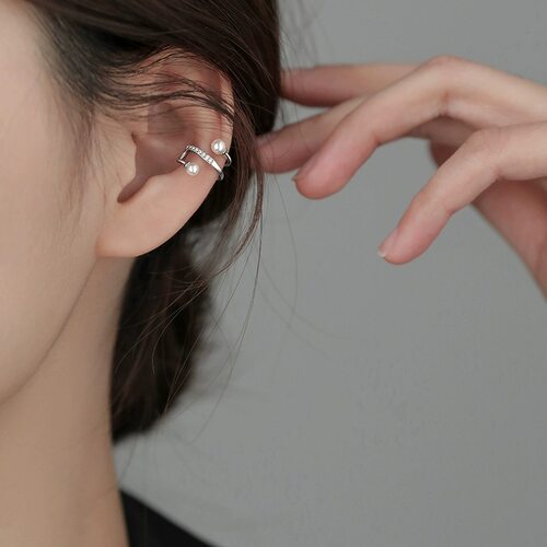 仿珠锆石耳夹2025新热风格耳骨夹夏季耳环时尚高级气质百搭ins风