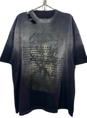 【sharkcolor】枝干系列 remake手工暗黑文艺破坏设计复古短袖T恤