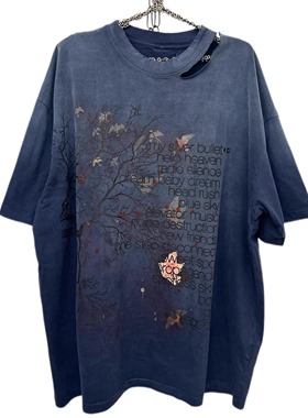 【sharkcolor】枝干系列 remake手工水洗复古文艺颓废做旧短袖T恤