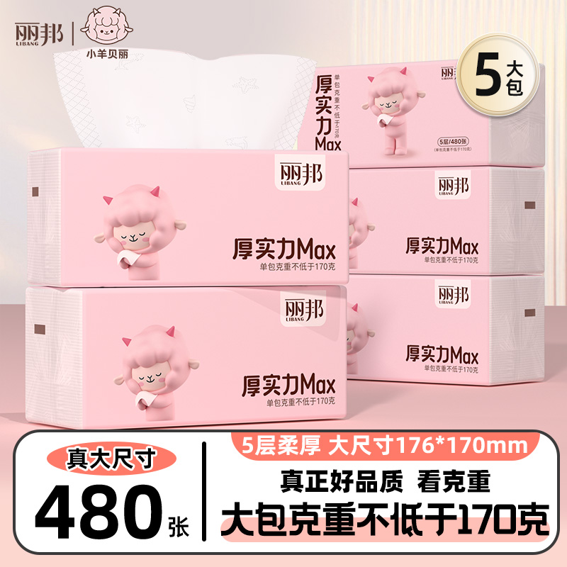 丽邦480张大包抽纸家用实惠装
