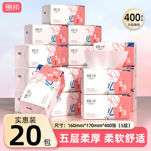 丽邦抽纸400张*20包家用实惠装整箱纸巾卫生纸餐巾纸抽擦手抽纸巾